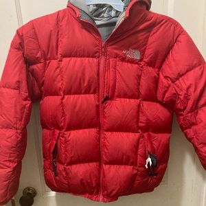 North Face Coat kids size 14/16 red and gray.
